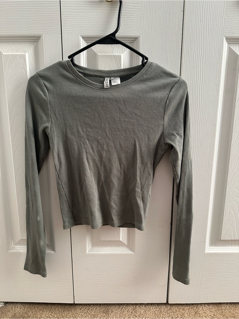 Women’s Long-Sleeve Ribbed Crew Neck Top - Olive